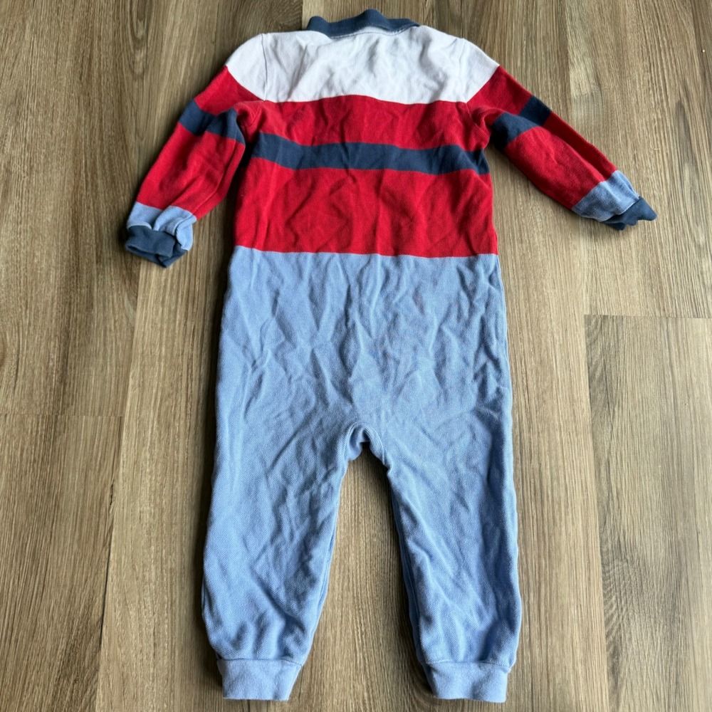 Ralph Lauren Baby Boys Striped Polo Romper Coverall Red White Blue 18M - Picture 5 of 5